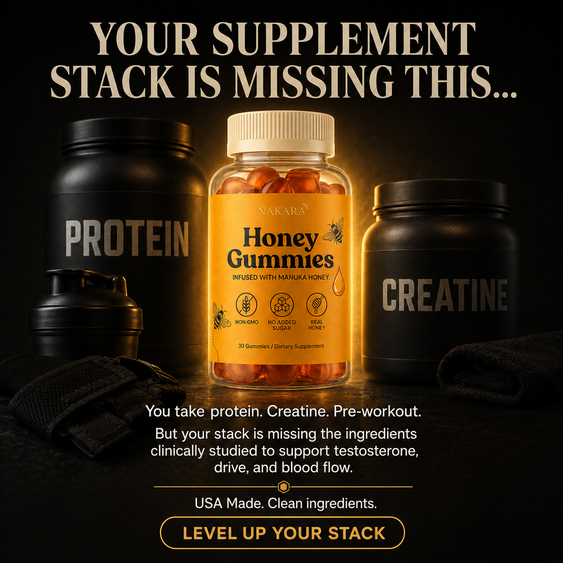 NAKARA HONEY GUMMIES · REAL VITALITY YOU CAN FEEL