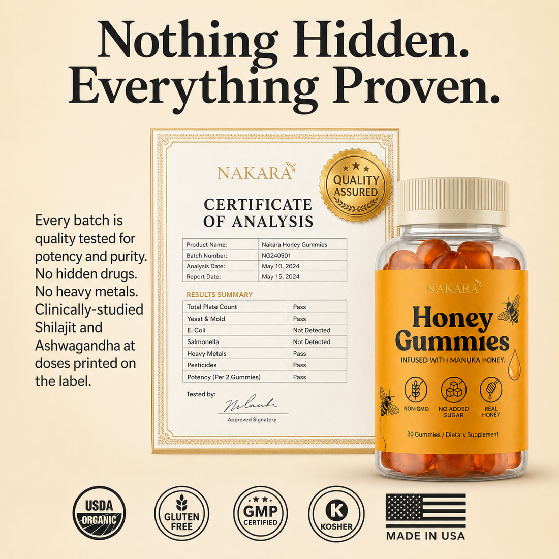 NAKARA HONEY GUMMIES · REAL VITALITY YOU CAN FEEL