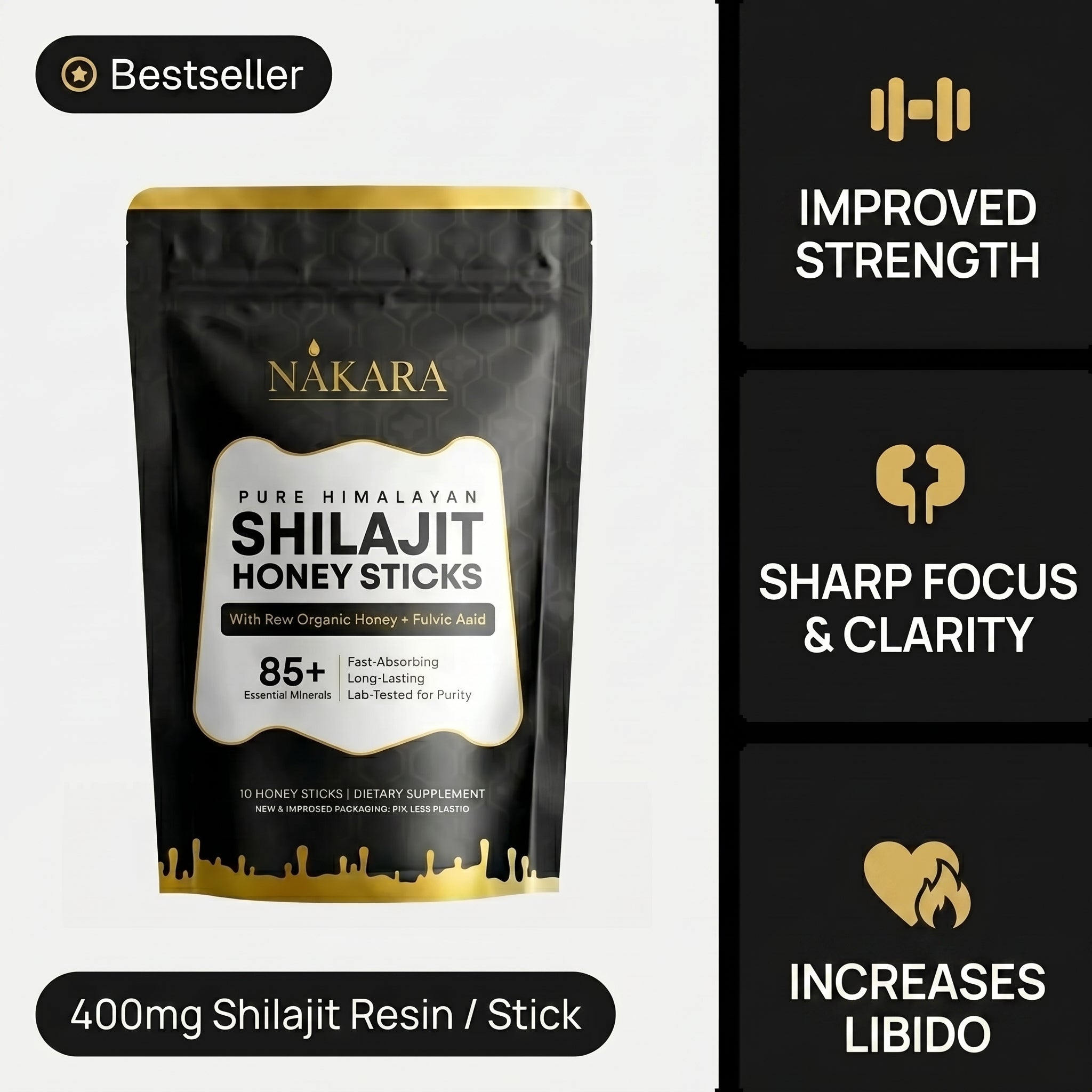 NAKARA Pure Himalayan Shilajit Honey Sticks